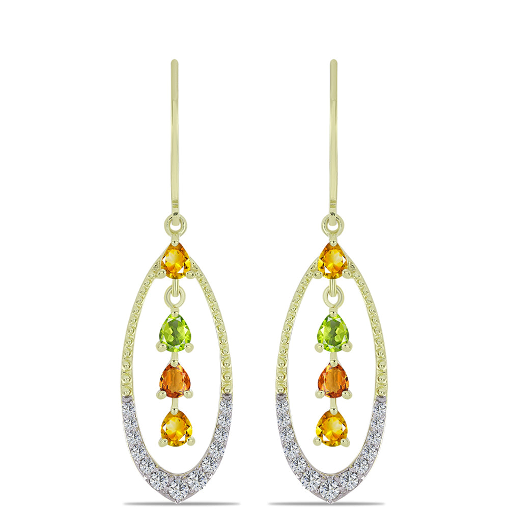 Arannyal Bevont Ezüst Fülbevaló Rosebery Szivárvány Zafírral és Fehér Topázzal 1 