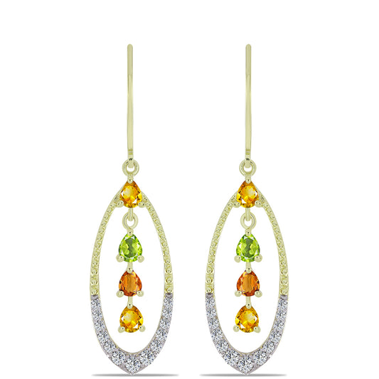 Arannyal Bevont Ezüst Fülbevaló Rosebery Szivárvány Zafírral és Fehér Topázzal