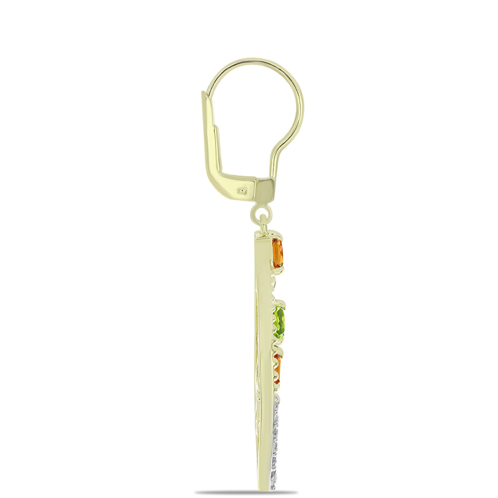 Arannyal Bevont Ezüst Fülbevaló Rosebery Szivárvány Zafírral és Fehér Topázzal