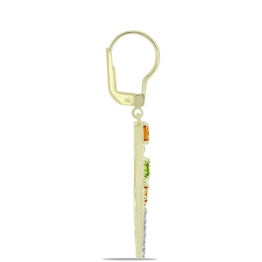 Arannyal Bevont Ezüst Fülbevaló Rosebery Szivárvány Zafírral és Fehér Topázzal