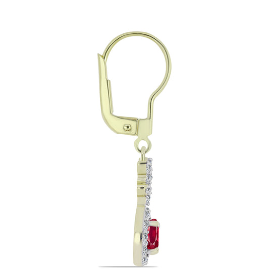 Arannyal Bevont Ezüst Fülbevaló Madagaszkári Rubinnal és Fehér Topázzal