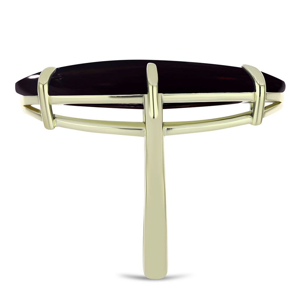 Arannyal Bevont Ezüst Gyűrű Suwari Fekete Onixszal