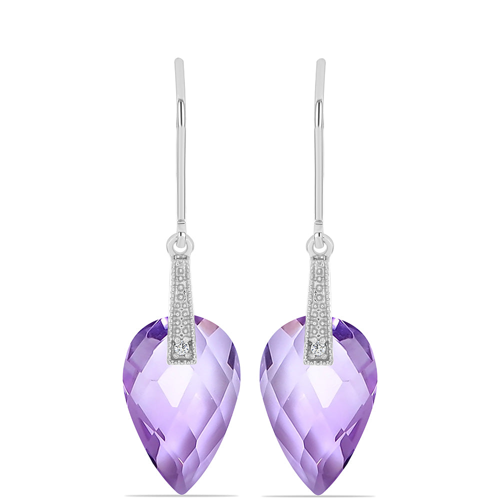 Ezüst Fülbevaló Rose De France Ametiszttel és Fehér Topázzal 1 
