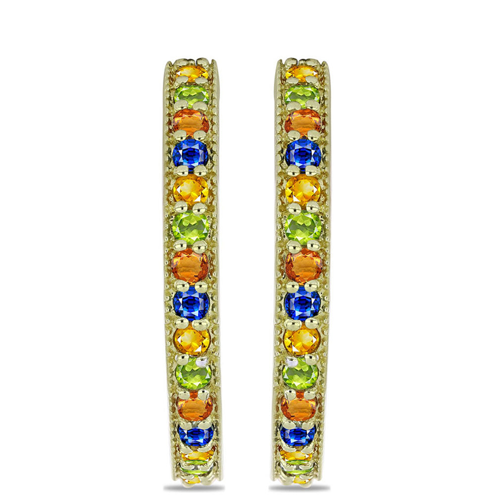 Arannyal Bevont Ezüst Fülbevaló Szivárvány Zafírral 1 