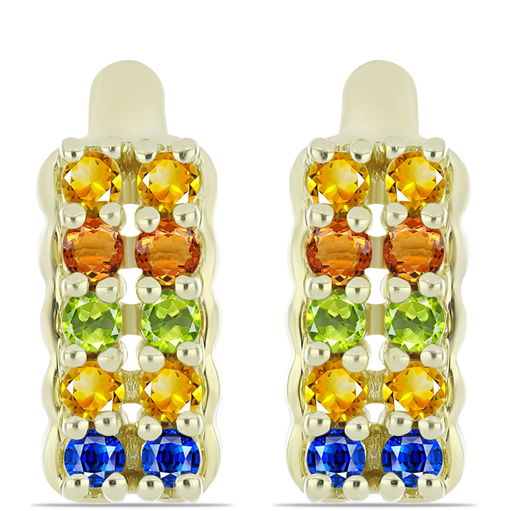 Arannyal Bevont Ezüst Fülbevaló Rosebery Szivárvány Zafírral 1 