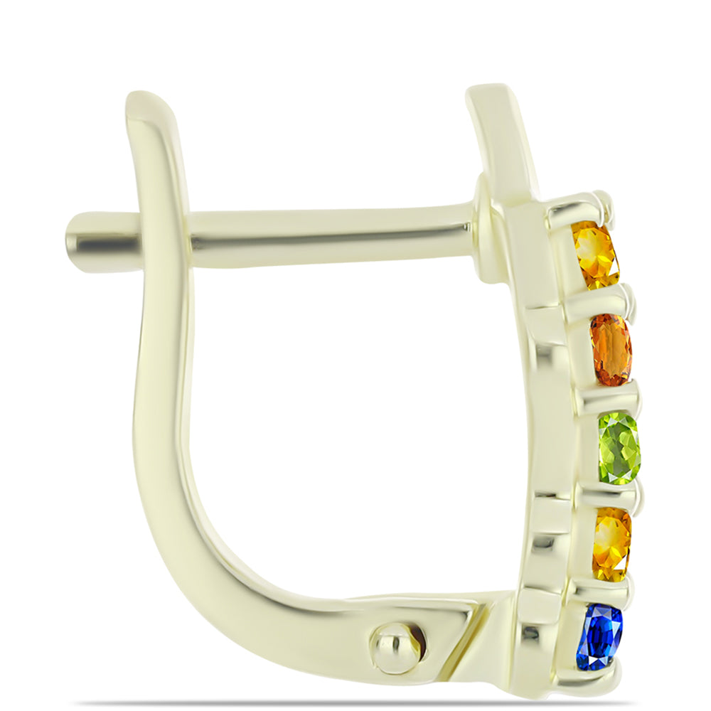 Arannyal Bevont Ezüst Fülbevaló Rosebery Szivárvány Zafírral 2 