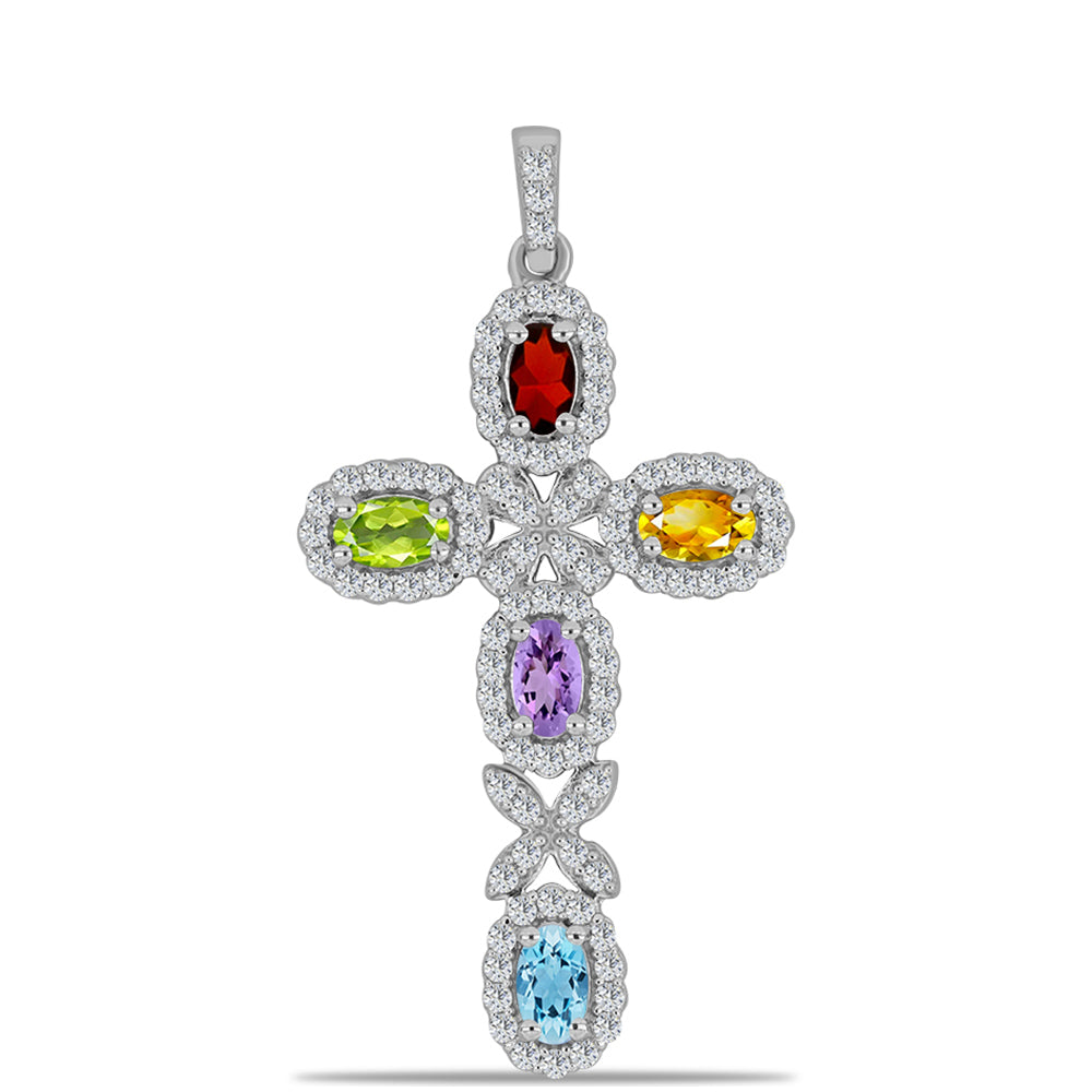 Kereszt Ezüst Szett Rose De France Ametiszttel és Ural Citrinnel ( Karkötő+Medál ) 2 