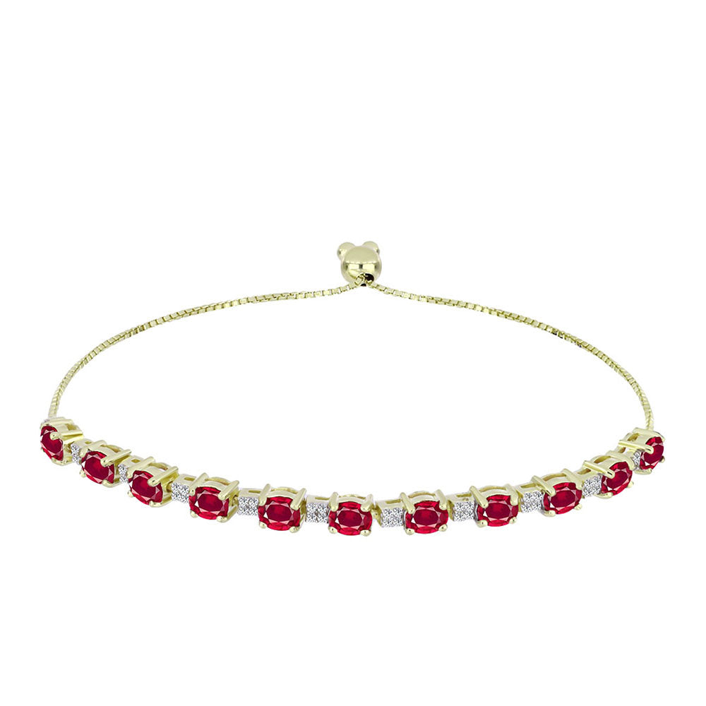 Arannyal Bevont Ezüst Karkötő Madagaszkári Rubinnal és Fehér Topázzal 1 