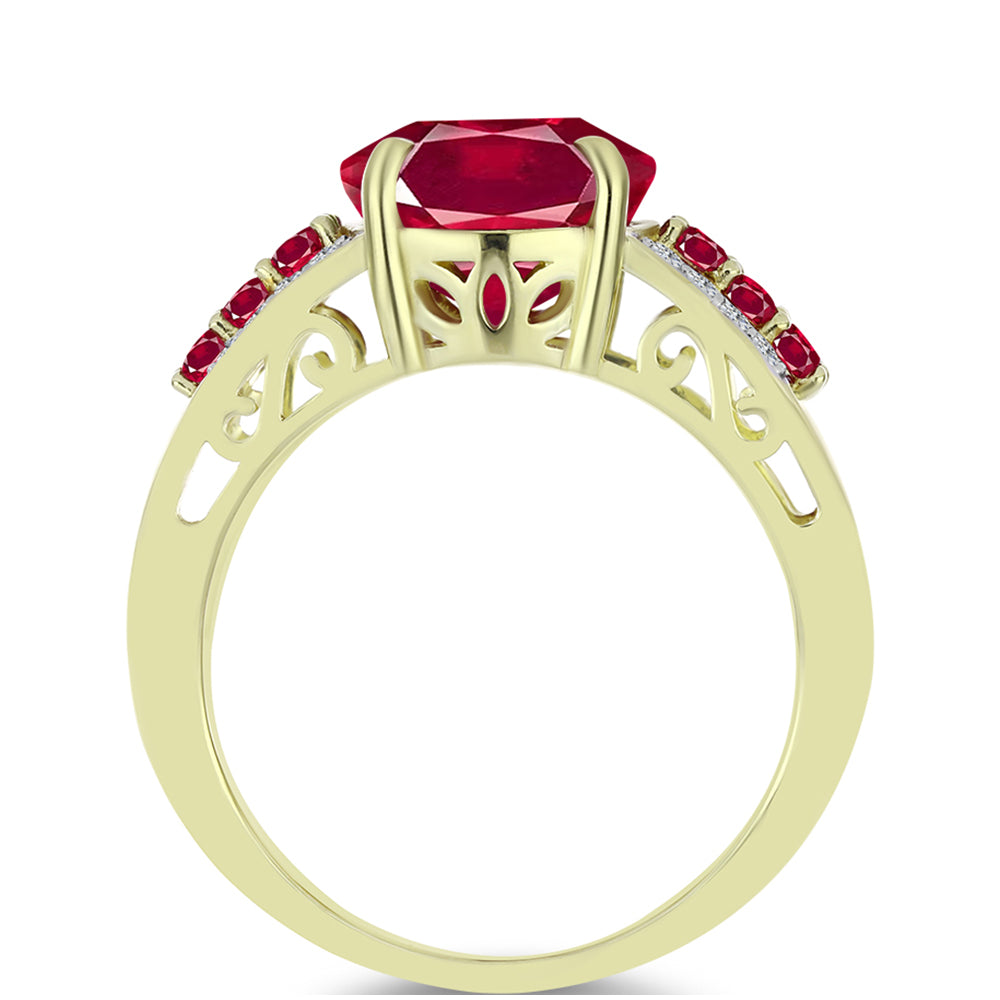 Arannyal Bevont Ezüst Gyűrű Madagaszkári Rubinnal és Fehér Topázzal 2 