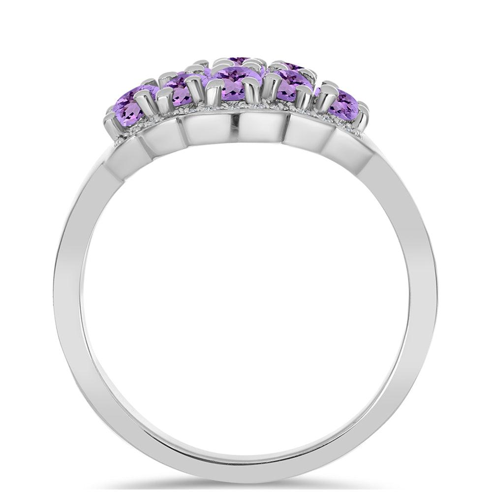Ezüst Gyűrű Rose De France Ametiszttel és Fehér Topázzal 2 