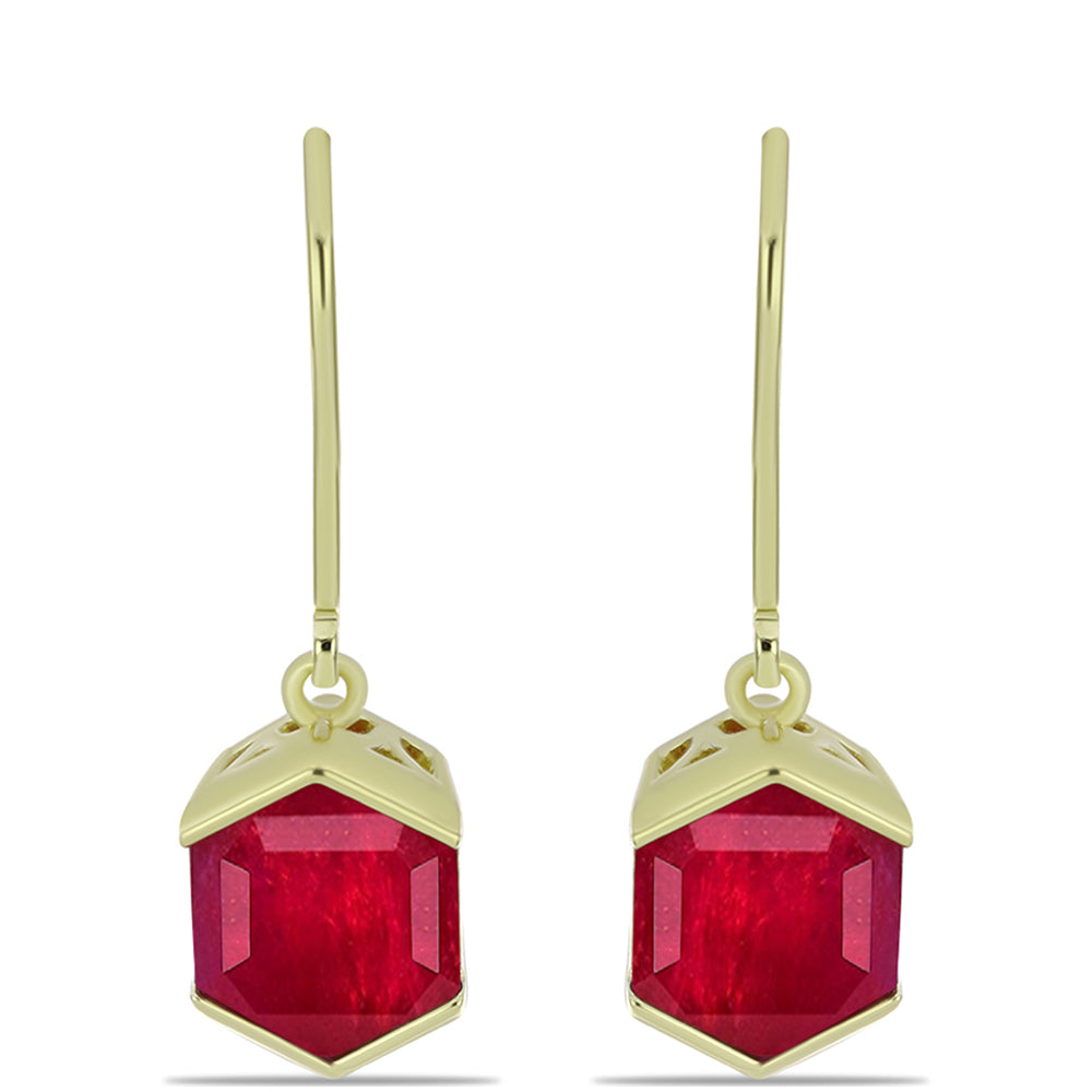 Arannyal Bevont Ezüst Fülbevaló Madagaszkári Rubinnal