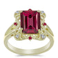 Arannyal Bevont Ezüst Gyűrű Madagaszkári Rubinnal és Fehér Topázzal