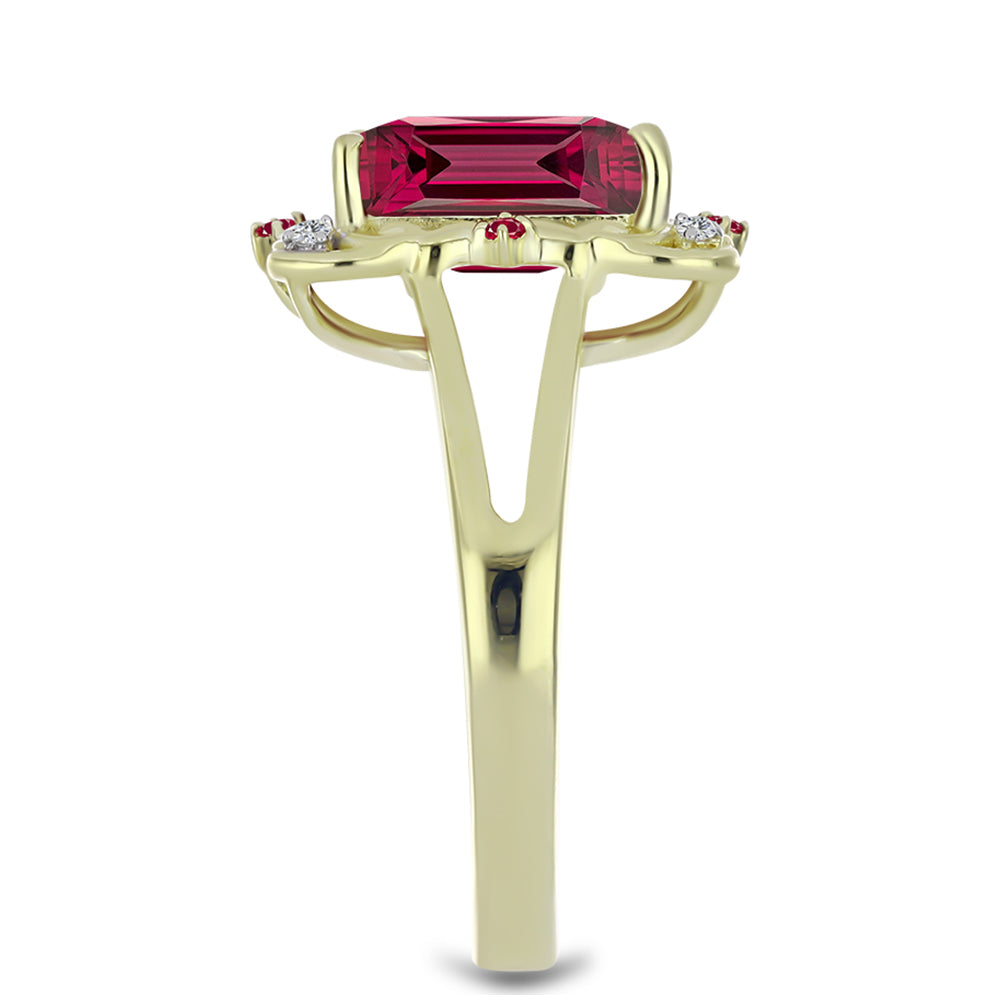 Arannyal Bevont Ezüst Gyűrű Madagaszkári Rubinnal és Fehér Topázzal