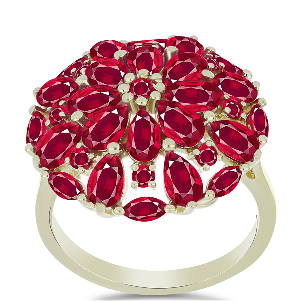 Arannyal Bevont Ezüst Gyűrű Madagaszkári Rubinnal