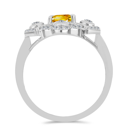 Ezüst Gyűrű Ural Citrinnel és Fehér Topázzal