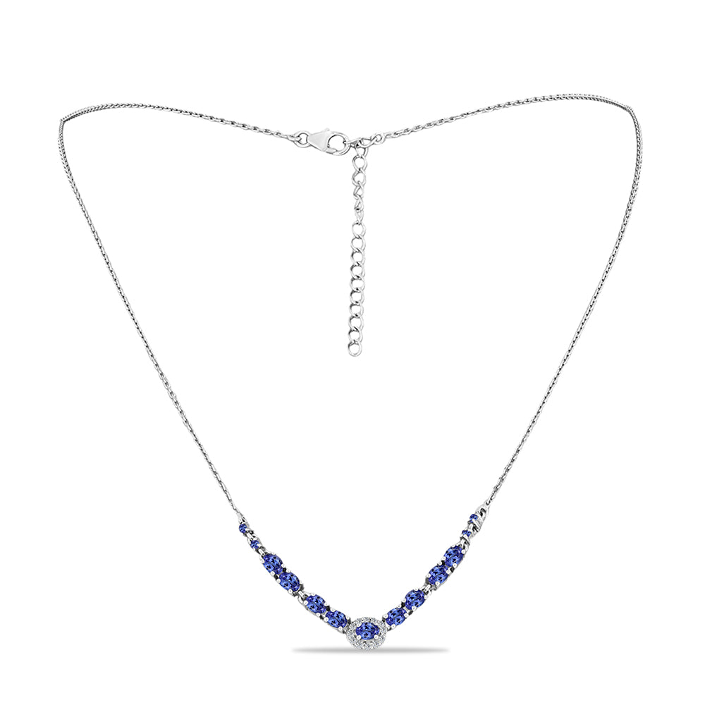 Ezüst Nyaklánc Tanzanittal és Fehér Topázzal