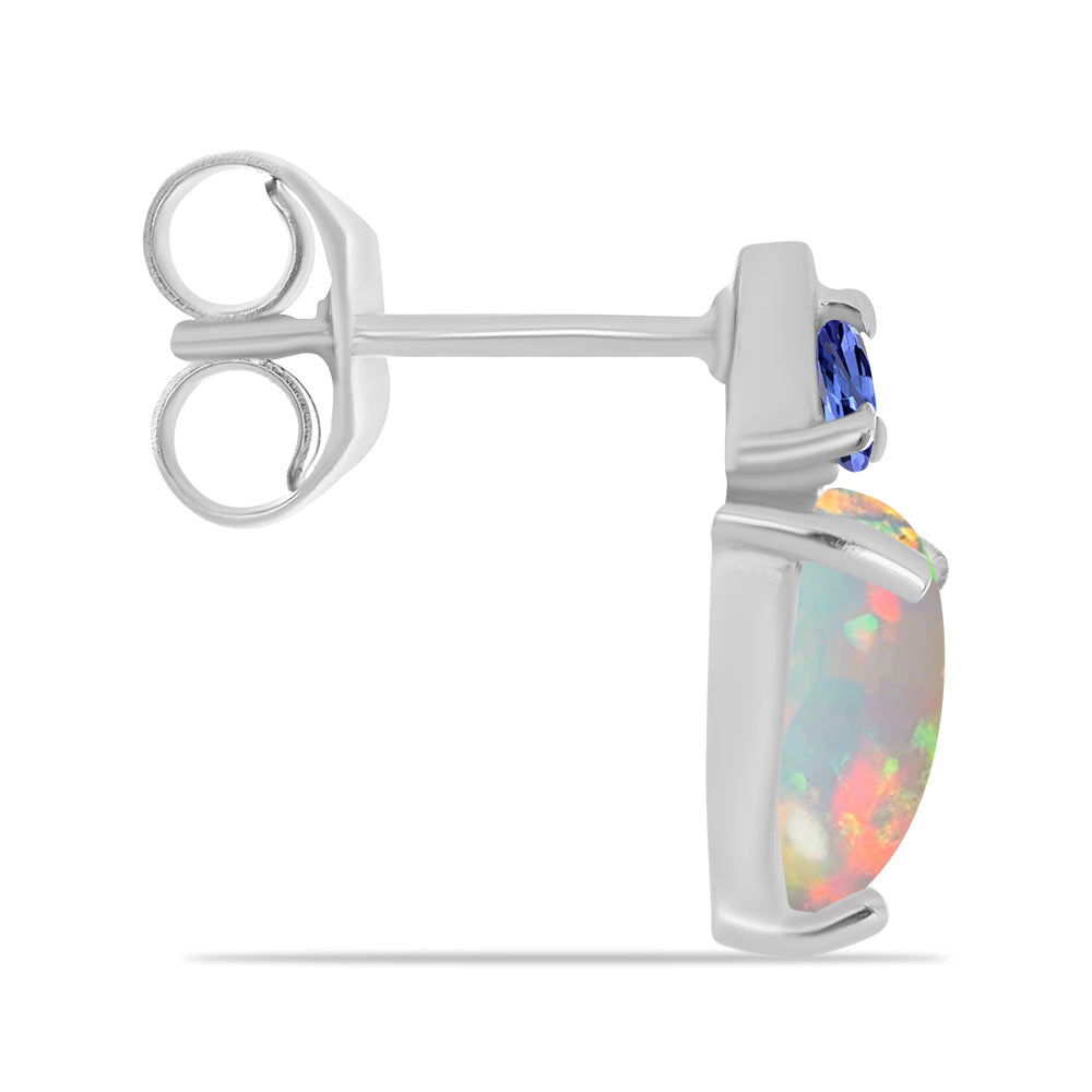 Ezüst Fülbevaló Tanzanittal és Etiópiai Opállal
