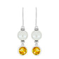 Ezüst Fülbevaló Ural Citrinnel és Fehér Édesvízi Kagylógyönggyel