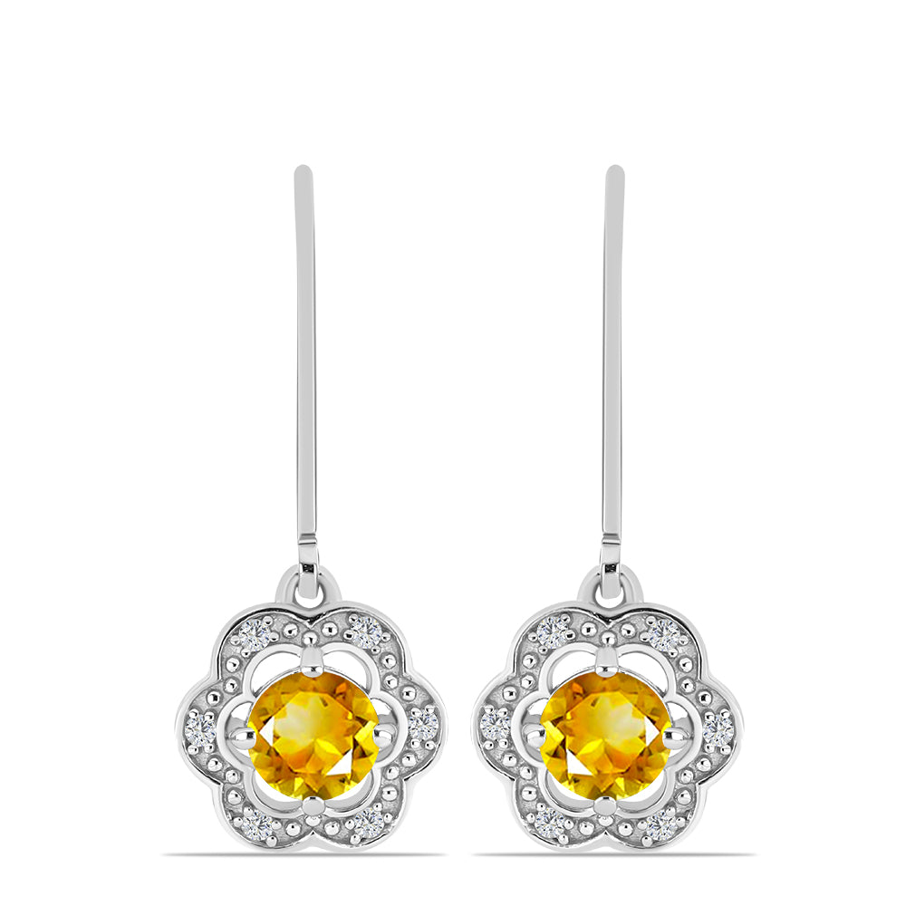 Ezüst Fülbevaló Ural Citrinnel és Fehér Topázzal 1 