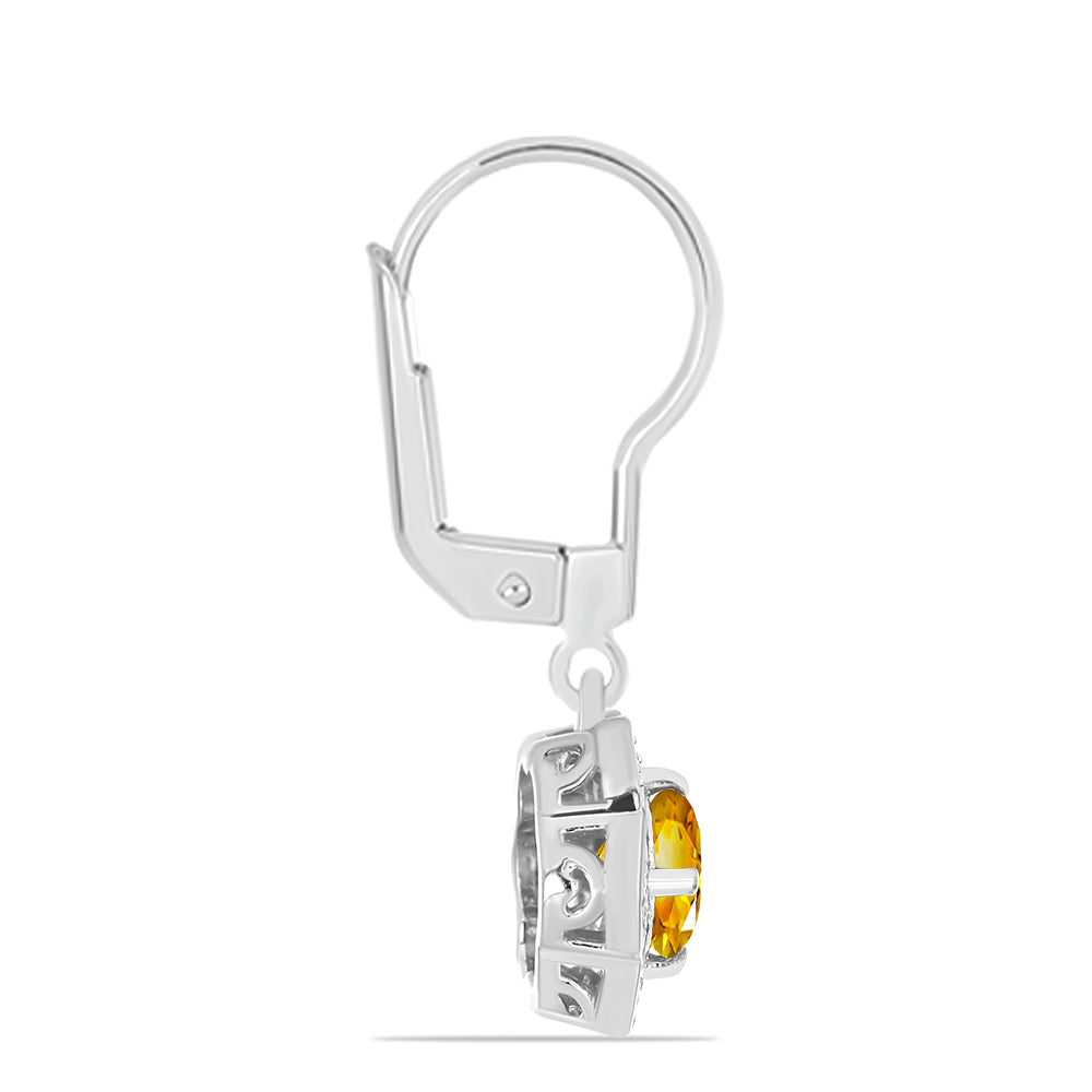 Ezüst Fülbevaló Ural Citrinnel és Fehér Topázzal 2 