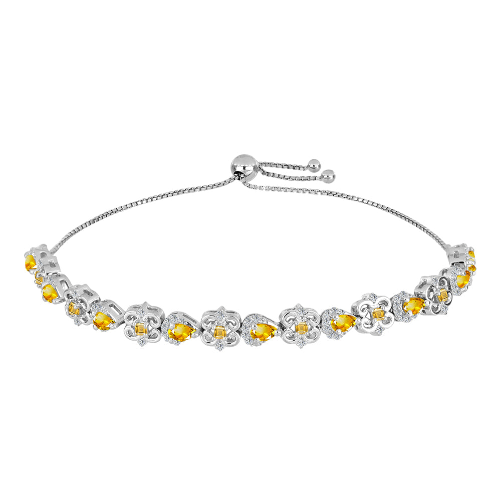 Ezüst Karkötő Ural Citrinnel és Fehér Topázzal 1 