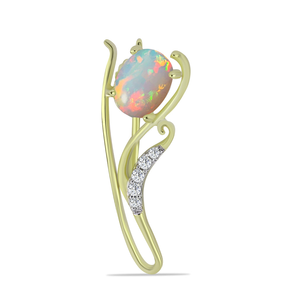 Arannyal Bevont Ezüst Bross Etiópiai Opállal és Fehér Topázzal