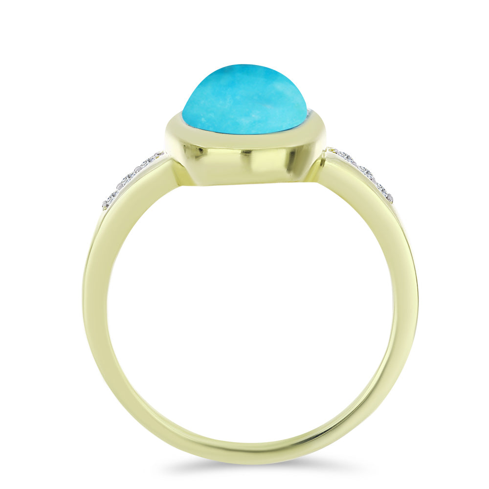 Arannyal Bevont Ezüst Gyűrű Csipkerózsika Türkizzel és Fehér Topázzal 2 