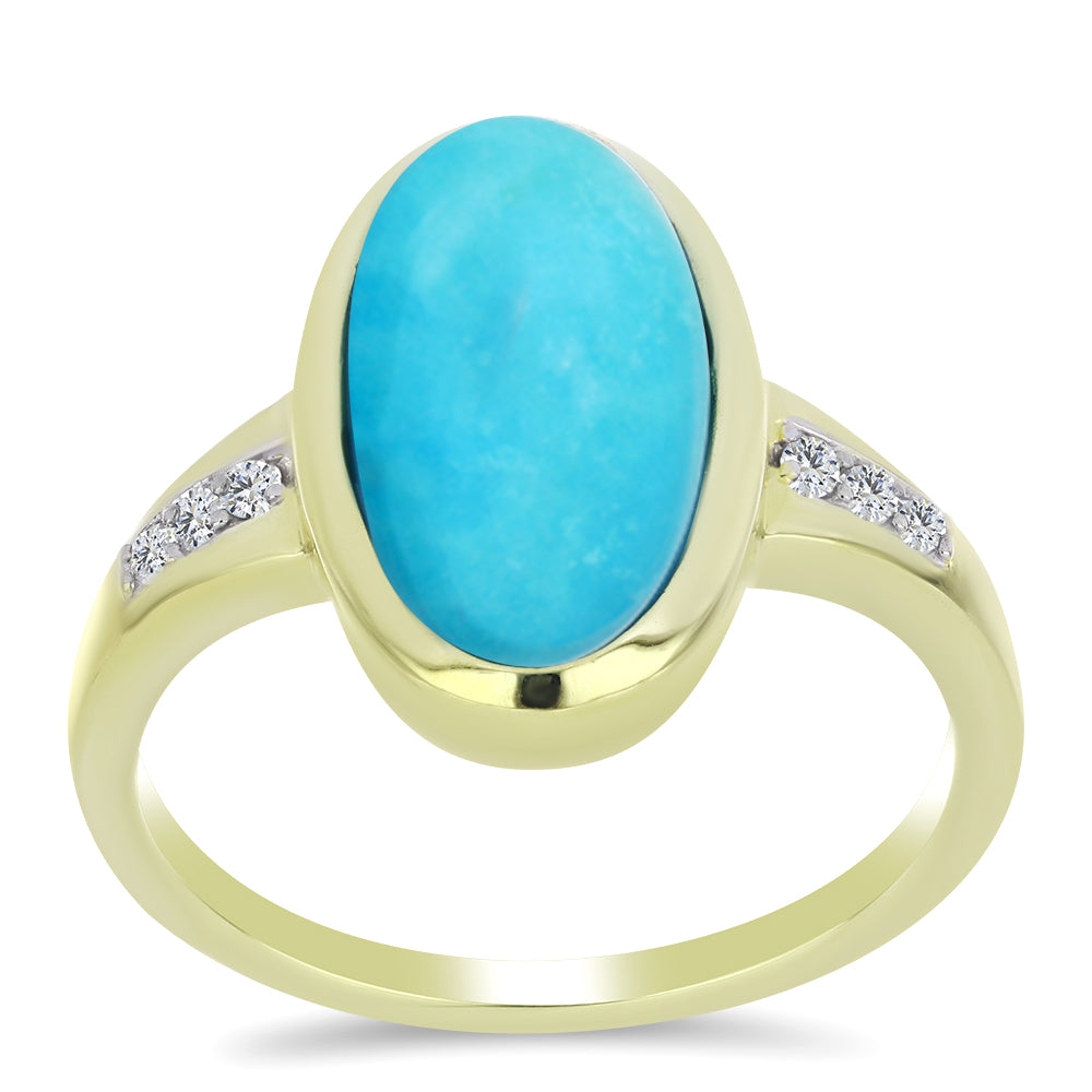 Arannyal Bevont Ezüst Gyűrű Csipkerózsika Türkizzel és Fehér Topázzal