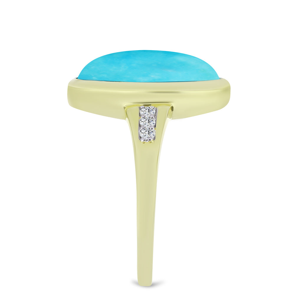 Arannyal Bevont Ezüst Gyűrű Csipkerózsika Türkizzel és Fehér Topázzal