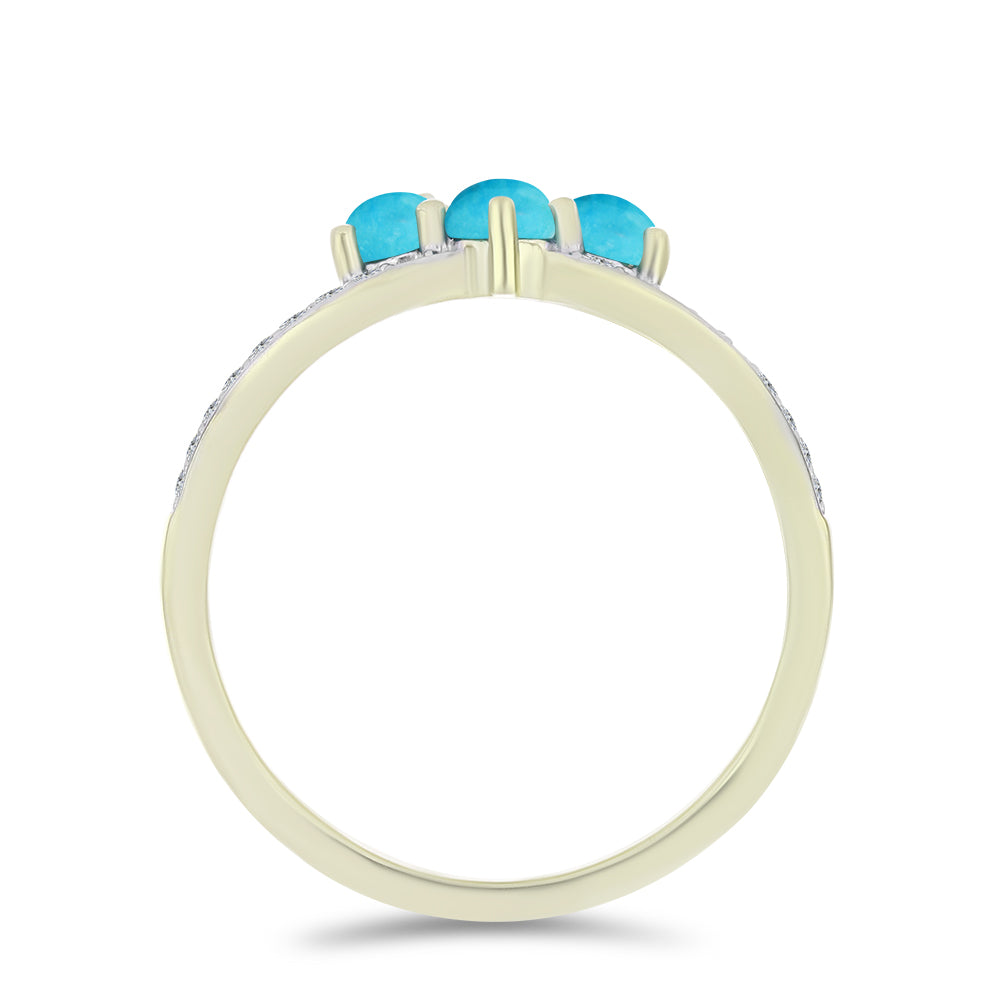 Arannyal Bevont Ezüst Gyűrű Csipkerózsika Türkizzel és Fehér Topázzal 2 