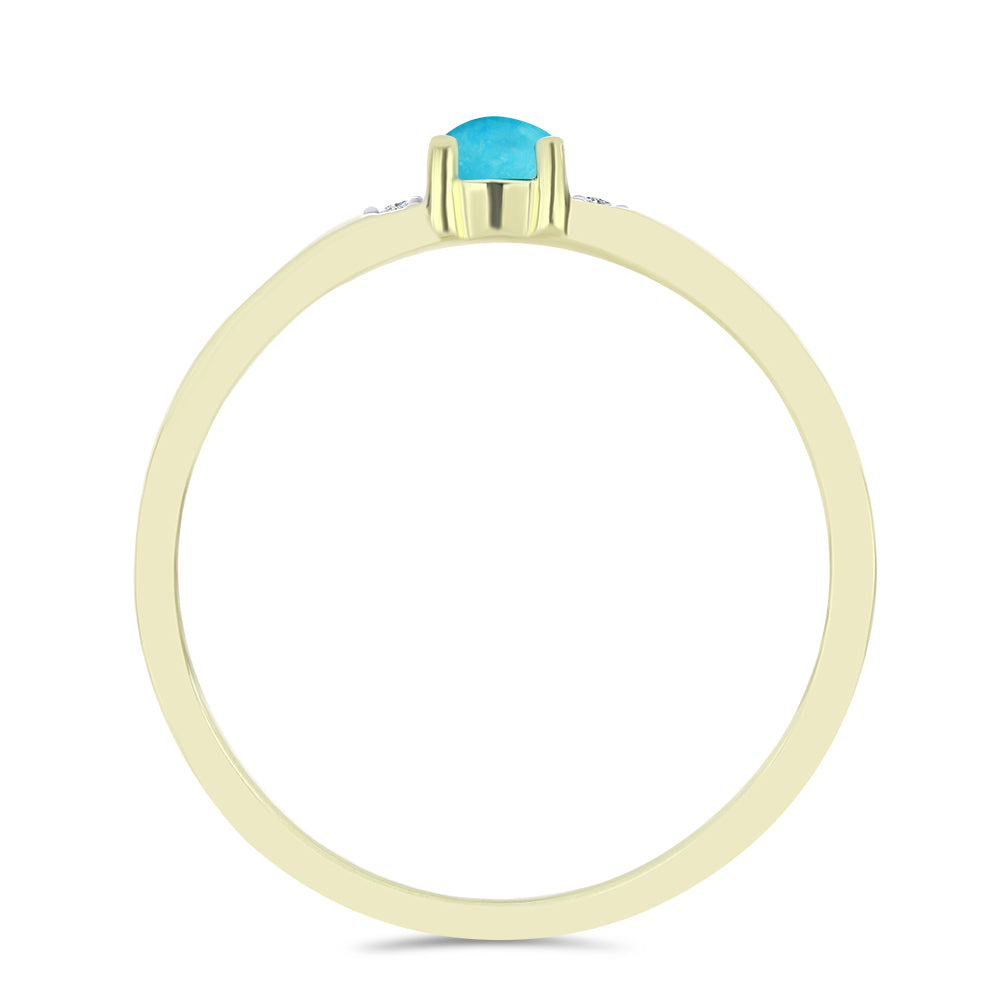 Arannyal Bevont Ezüst Gyűrű Csipkerózsika Türkizzel és Fehér Topázzal 3 