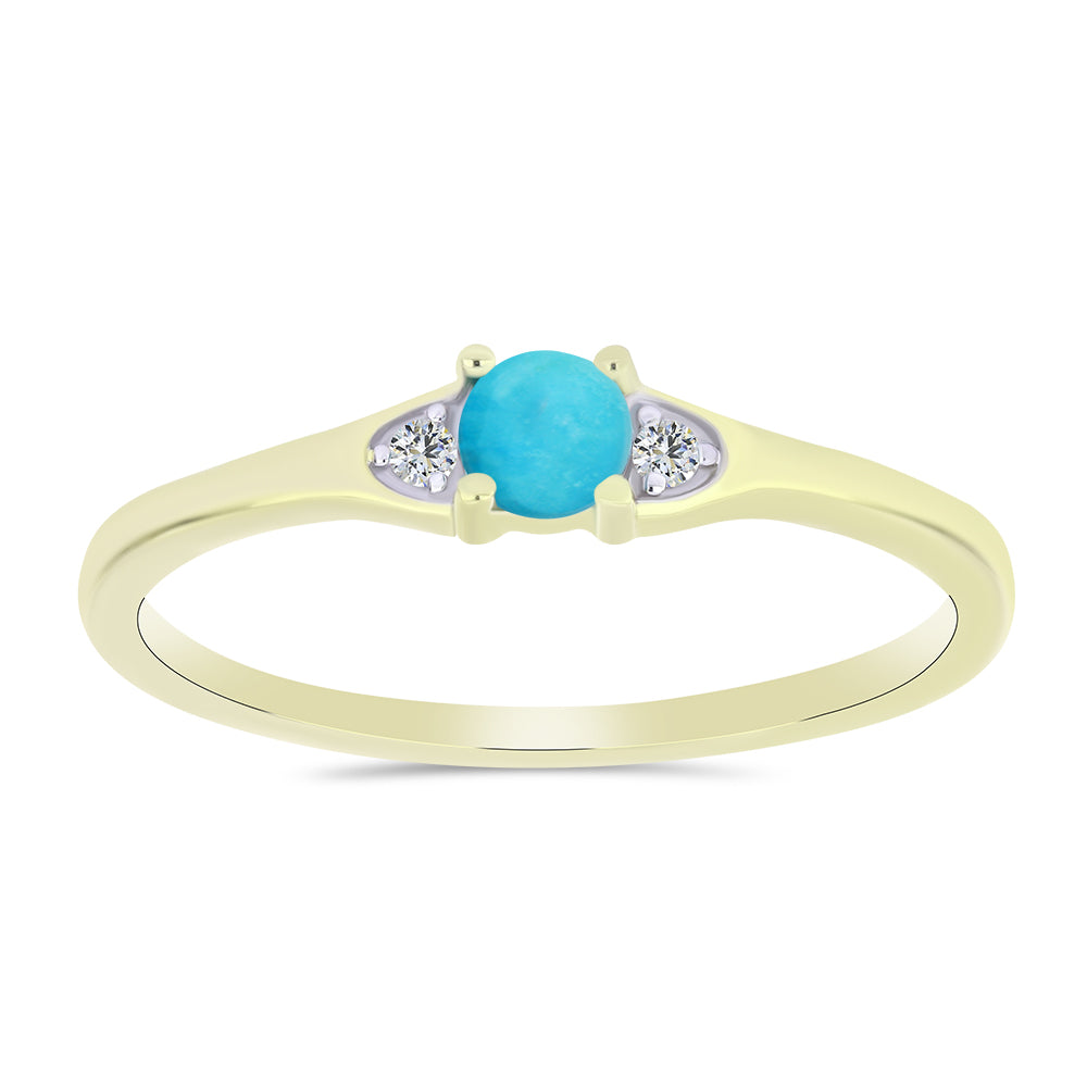 Arannyal Bevont Ezüst Gyűrű Csipkerózsika Türkizzel és Fehér Topázzal 1 