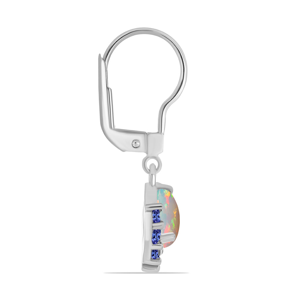 Ezüst Fülbevaló Tanzanittal és Etiópiai Opállal 2 