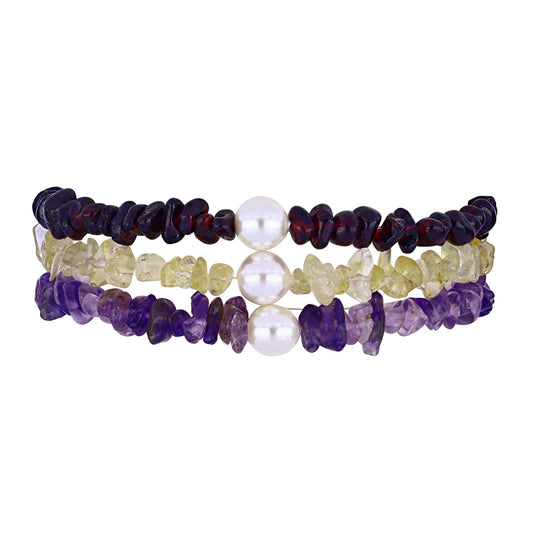 Nugget Szett Barton Gránáttal és Fehér Édesvízi Kagylógyönggyel ( Karkötő )