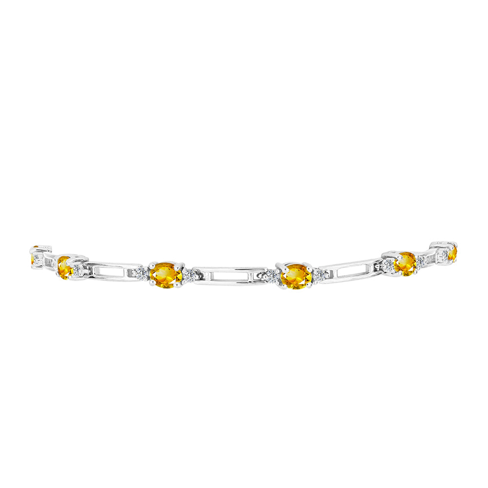 Ezüst Karkötő Ural Citrinnel és Fehér Topázzal 2 