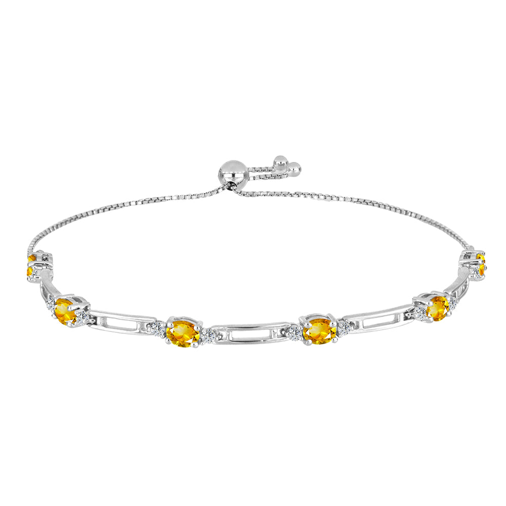 Ezüst Karkötő Ural Citrinnel és Fehér Topázzal