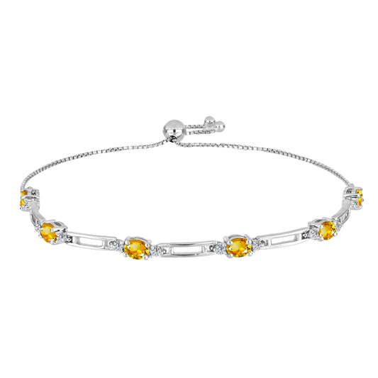 Ezüst Karkötő Ural Citrinnel és Fehér Topázzal
