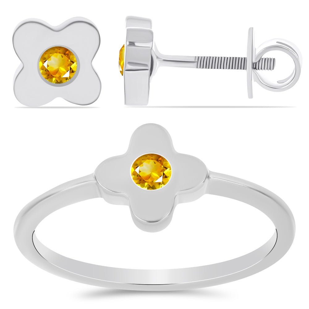 Ezüst Szett Ural Citrinnel ( Fülbevaló+Gyűrű ) 1 