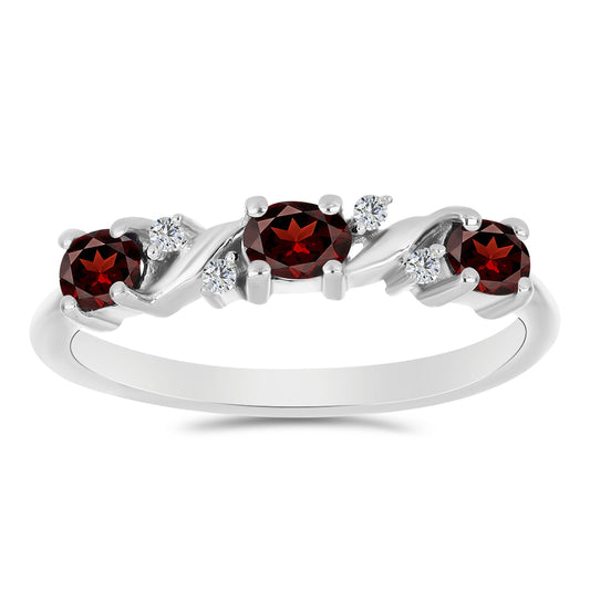 Ezüst Gyűrű Barton Gránáttal és Fehér Topázzal