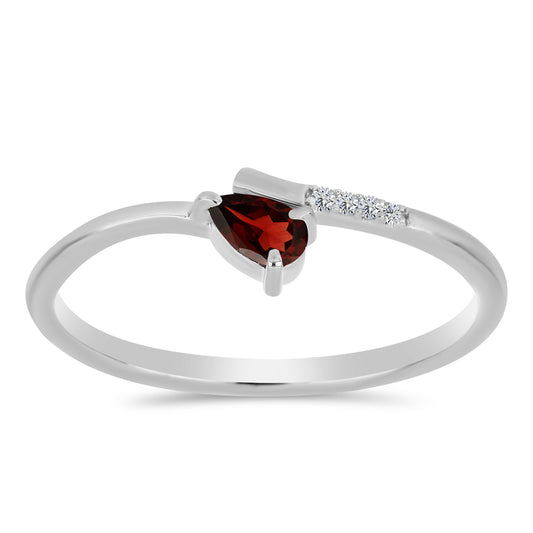 Ezüst Gyűrű Barton Gránáttal és Fehér Topázzal