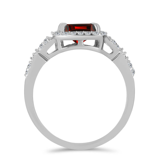 Ezüst Gyűrű Barton Gránáttal és Fehér Topázzal