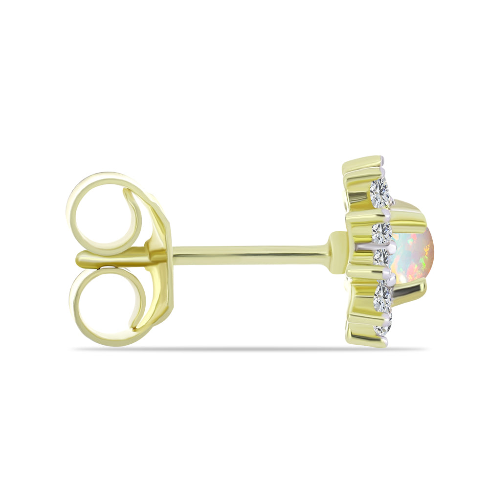 Arannyal Bevont Ezüst Fülbevaló Etiópiai Opállal és Fehér Topázzal 2 