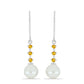 Ezüst Fülbevaló Ural Citrinnel és Fehér Édesvízi Kagylógyönggyel