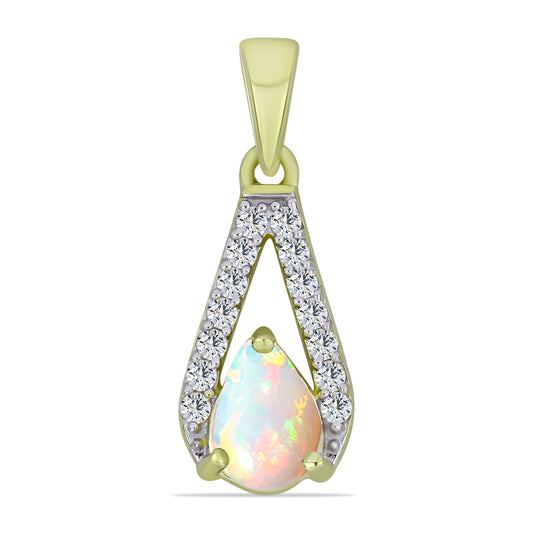 Arannyal Bevont Ezüst Medál Etiópiai Opállal és Fehér Topázzal