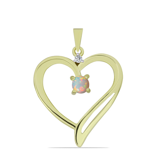 Arannyal Bevont Ezüst Medál Etiópiai Opállal és Fehér Topázzal