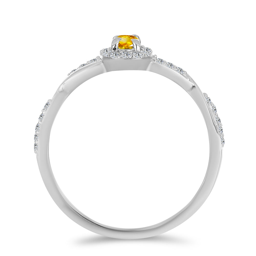 Ezüst Gyűrű Ural Citrinnel és Fehér Topázzal 3 