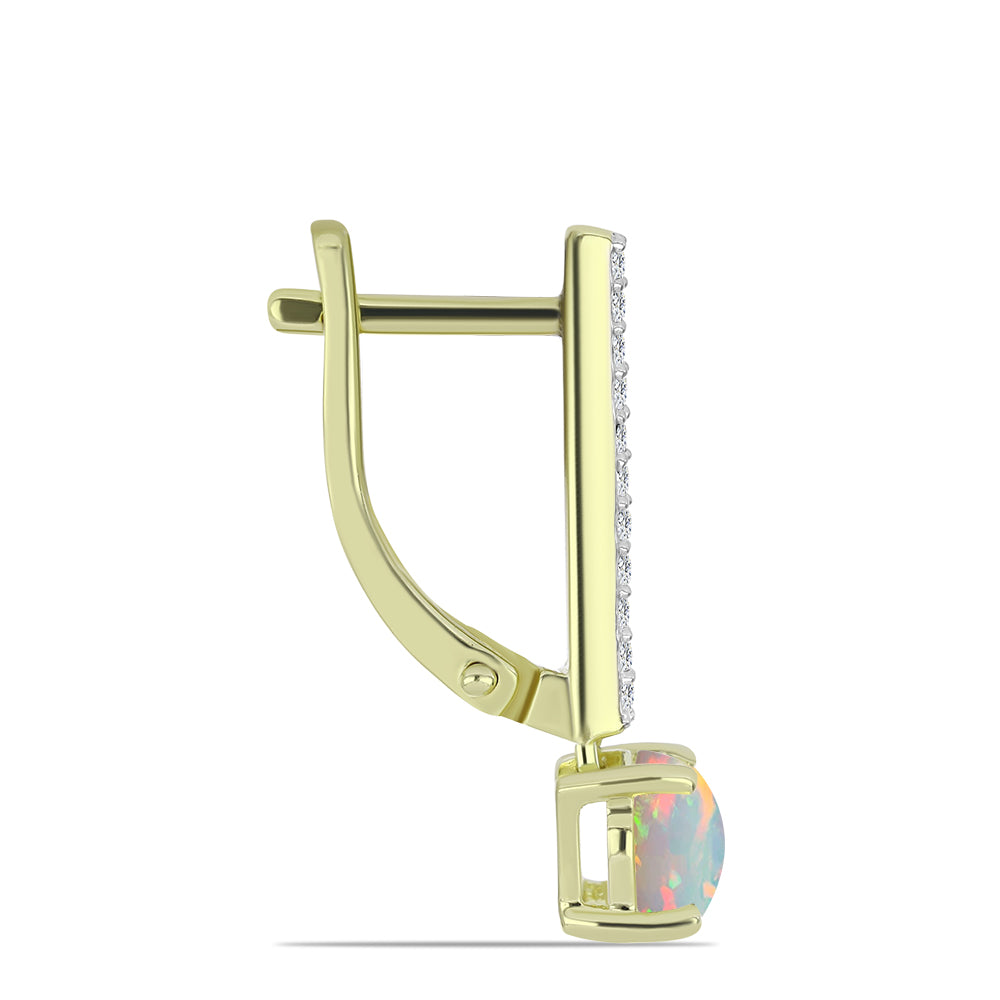 Arannyal Bevont Ezüst Fülbevaló Etiópiai Opállal és Fehér Topázzal 2 