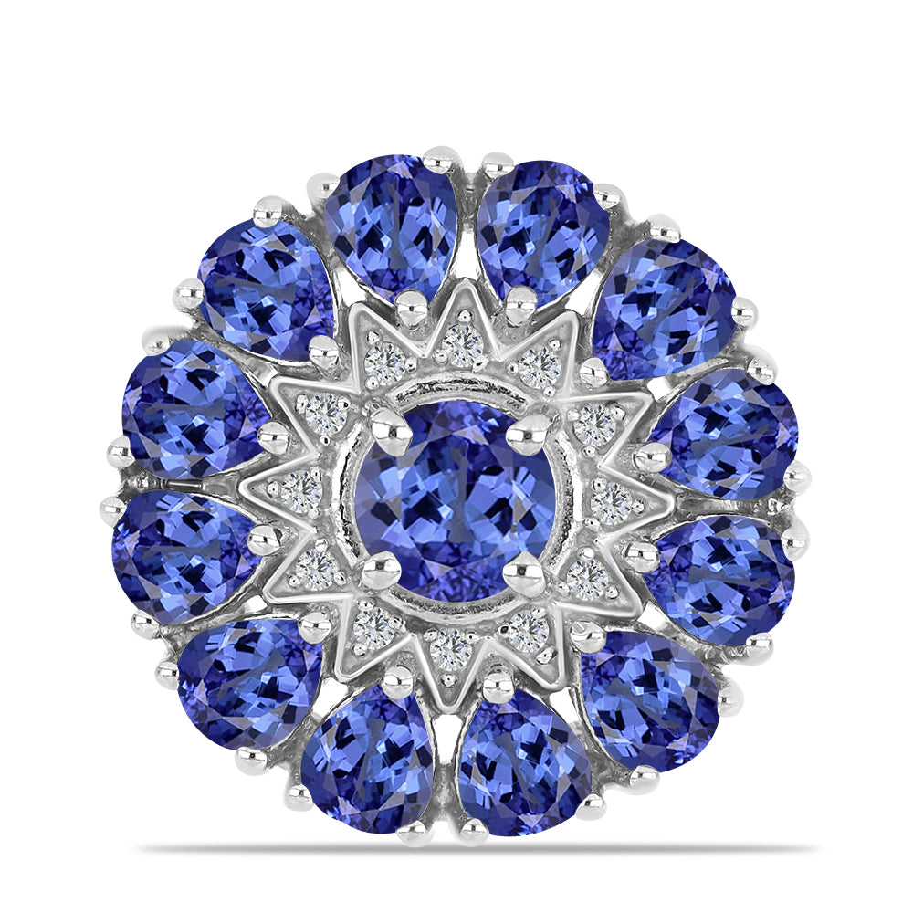 Ezüst Gyűrű Tanzanittal és Fehér Topázzal