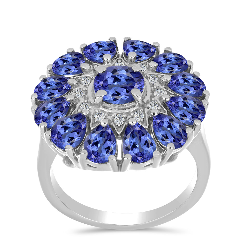 Ezüst Gyűrű Tanzanittal és Fehér Topázzal