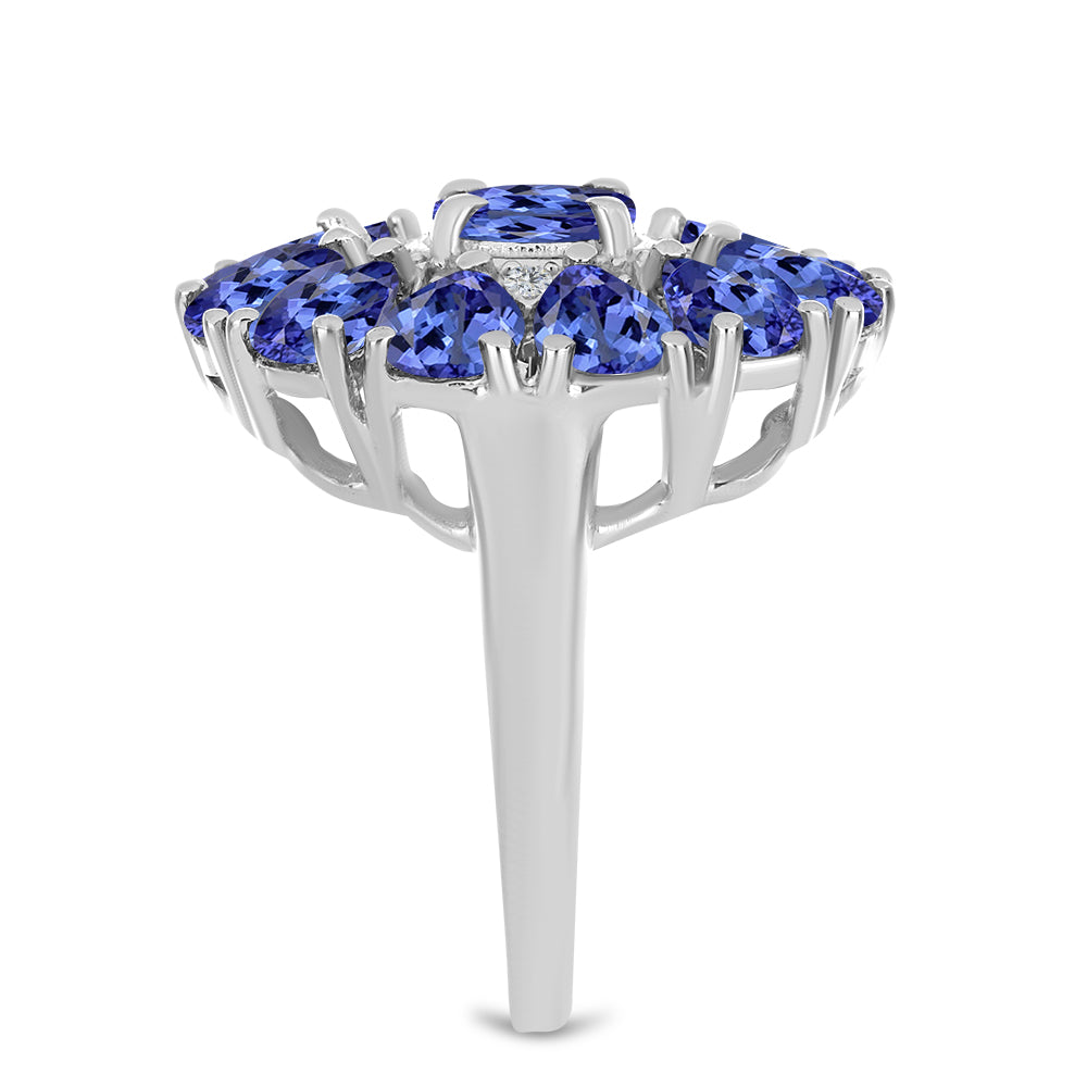 Ezüst Gyűrű Tanzanittal és Fehér Topázzal